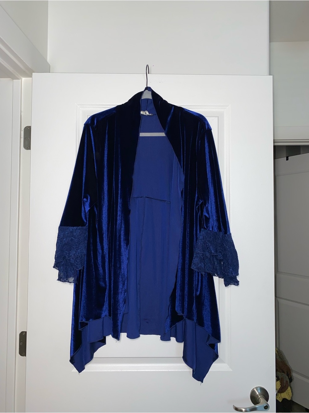 The Pyramid Collection Velvet Cardigan in Royal Blue